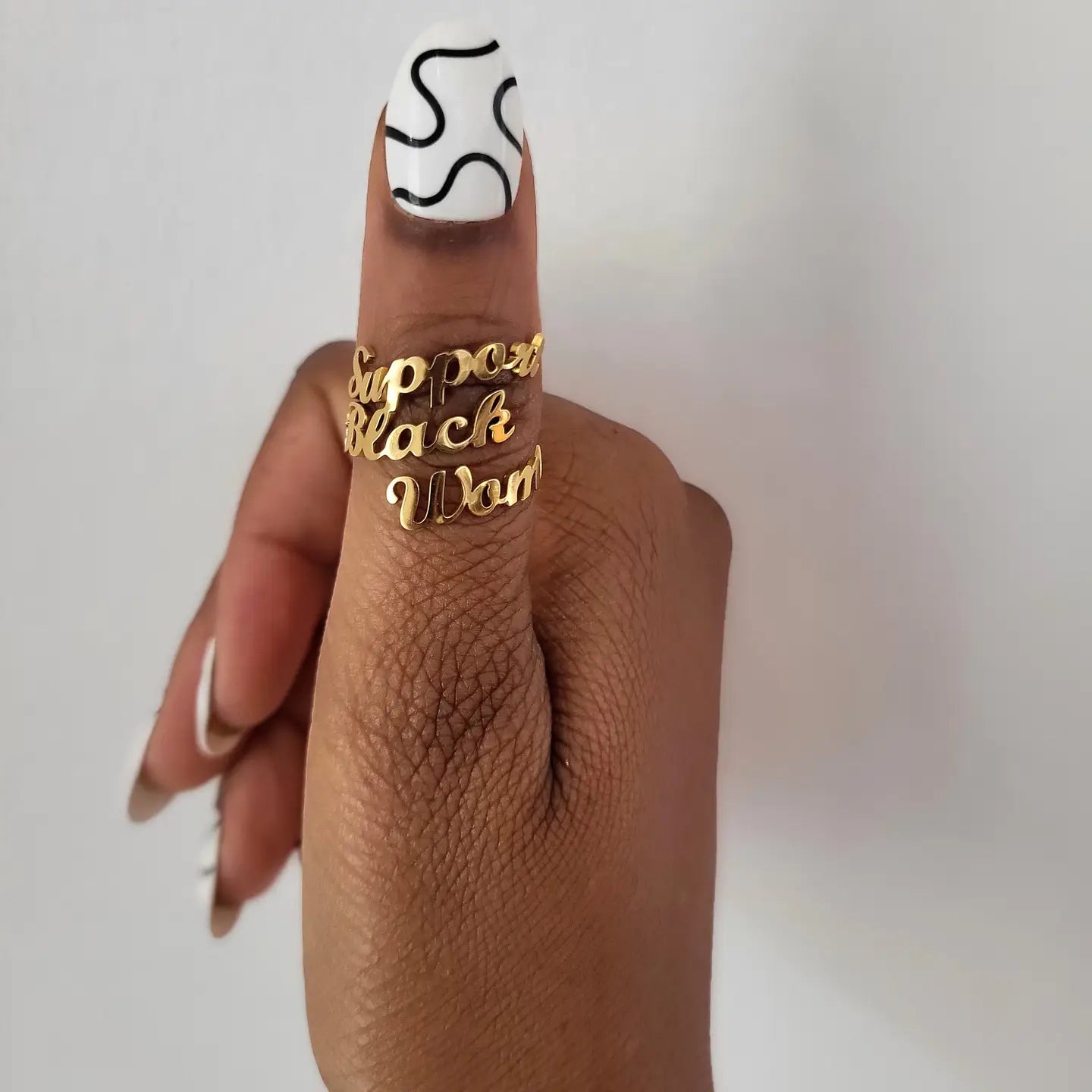Support Black Women Gold Plated Ring