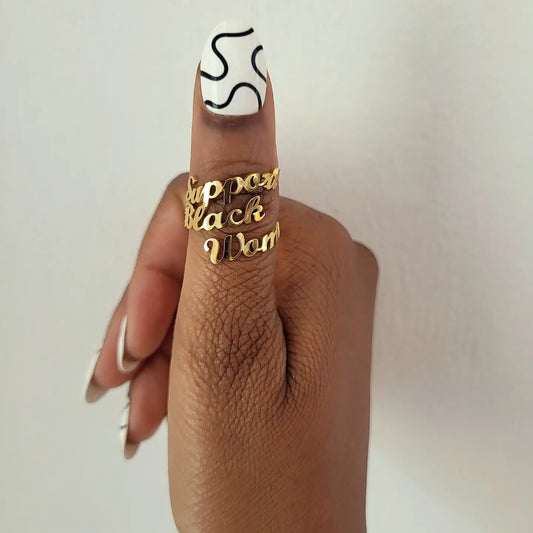 Support Black Women Gold Plated Ring