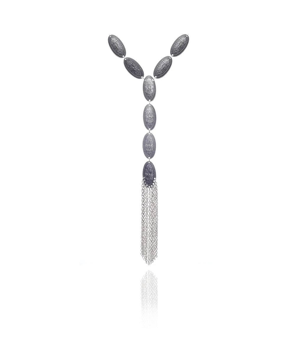 Silver Plated Bohemian Tribal Circle Necklace