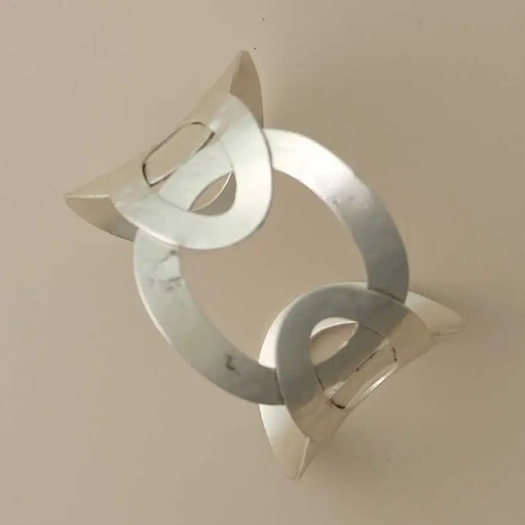 Silver-Plated Hammered Interlocking Cuff