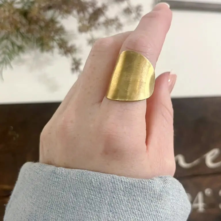 Golden Hour Minimal Brass Spoon Ring