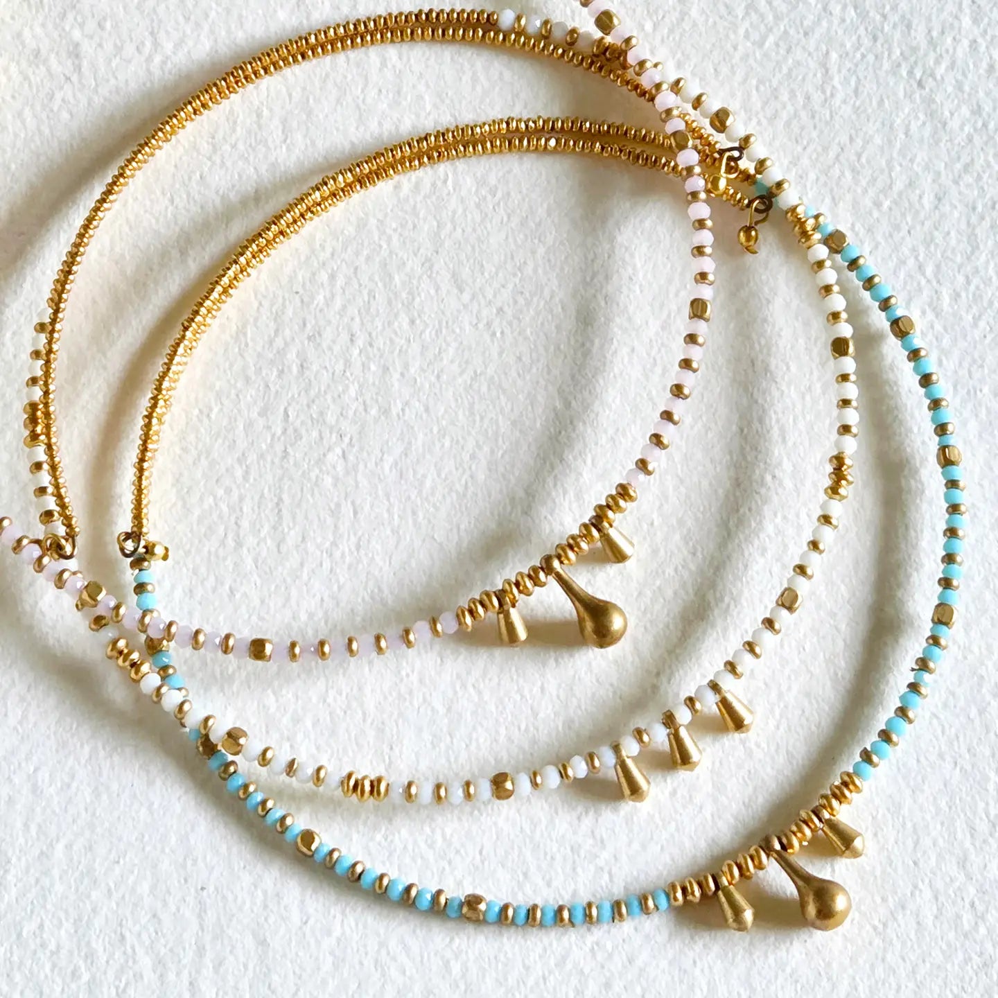 Handmade Micro Brass Beaded Wire Necklace