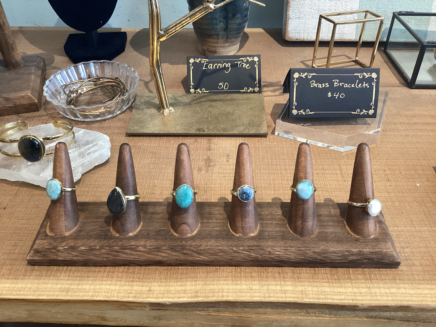Jen Stone with Stone Brass Rings