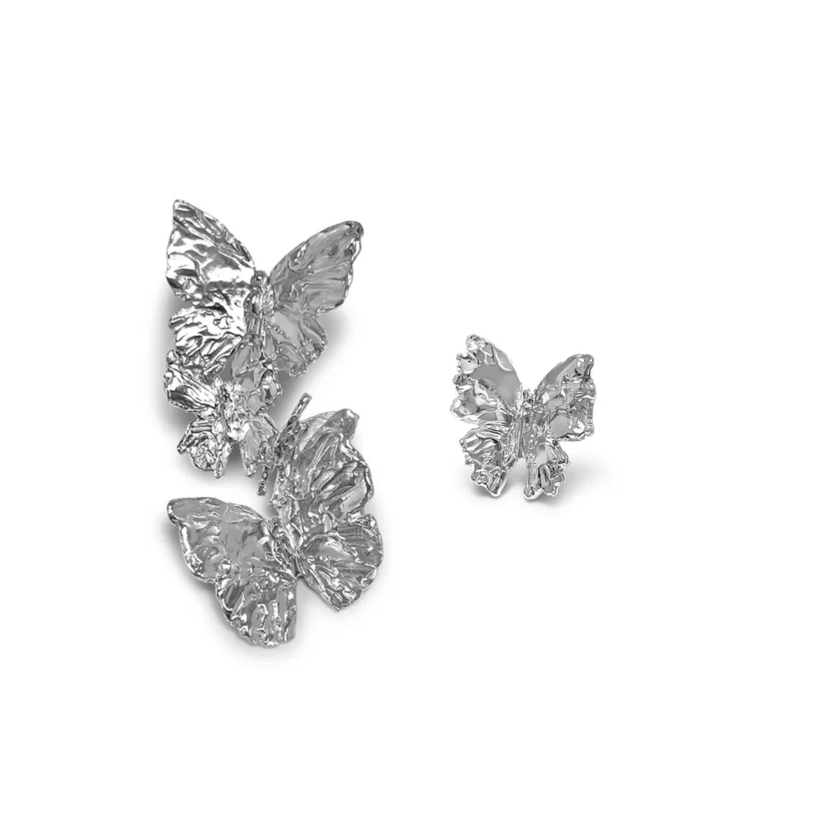 Butterfly Ear Climber in Sterling Silver w/ Small Butterfly Earring
