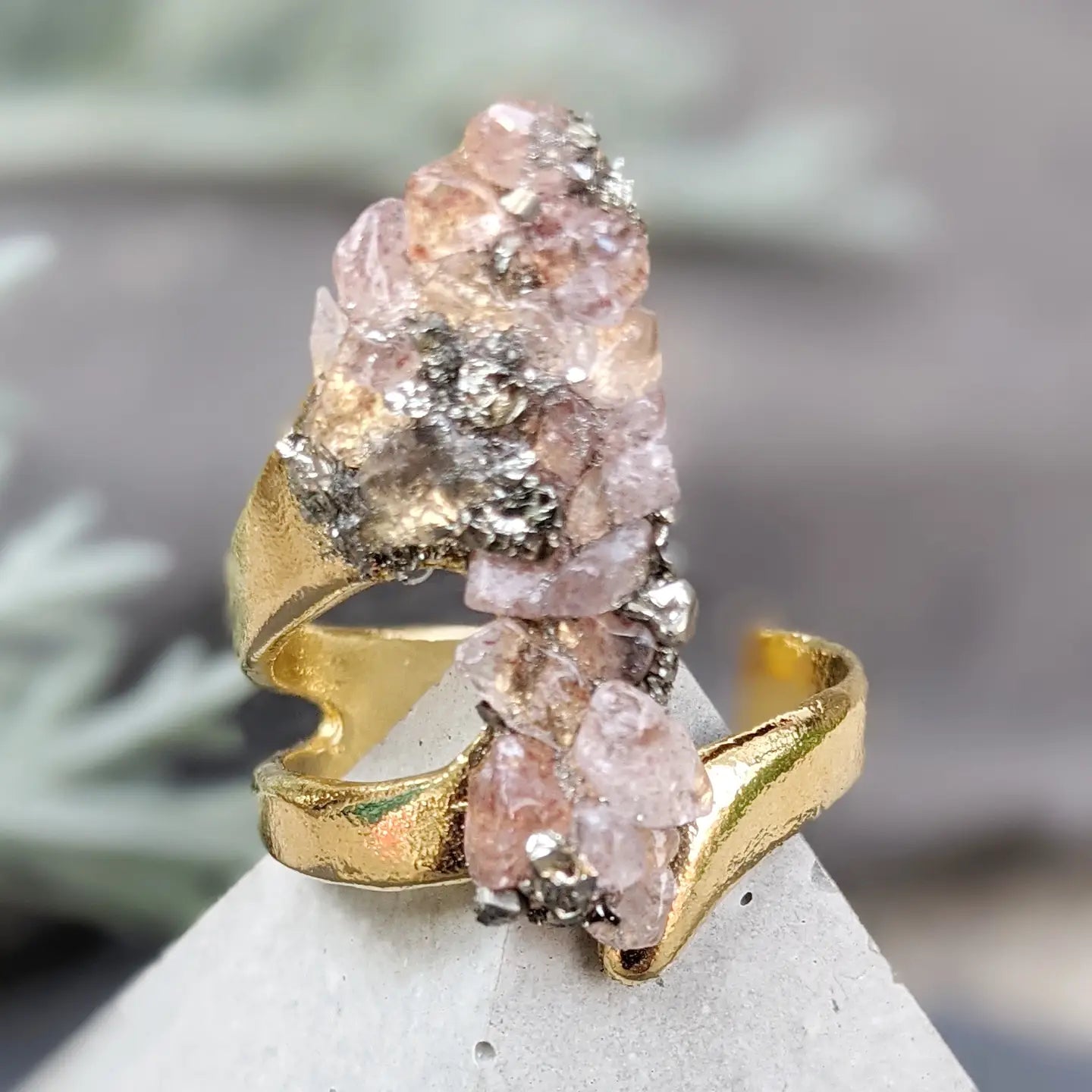 Pyrite Gold Raw Stone Ring