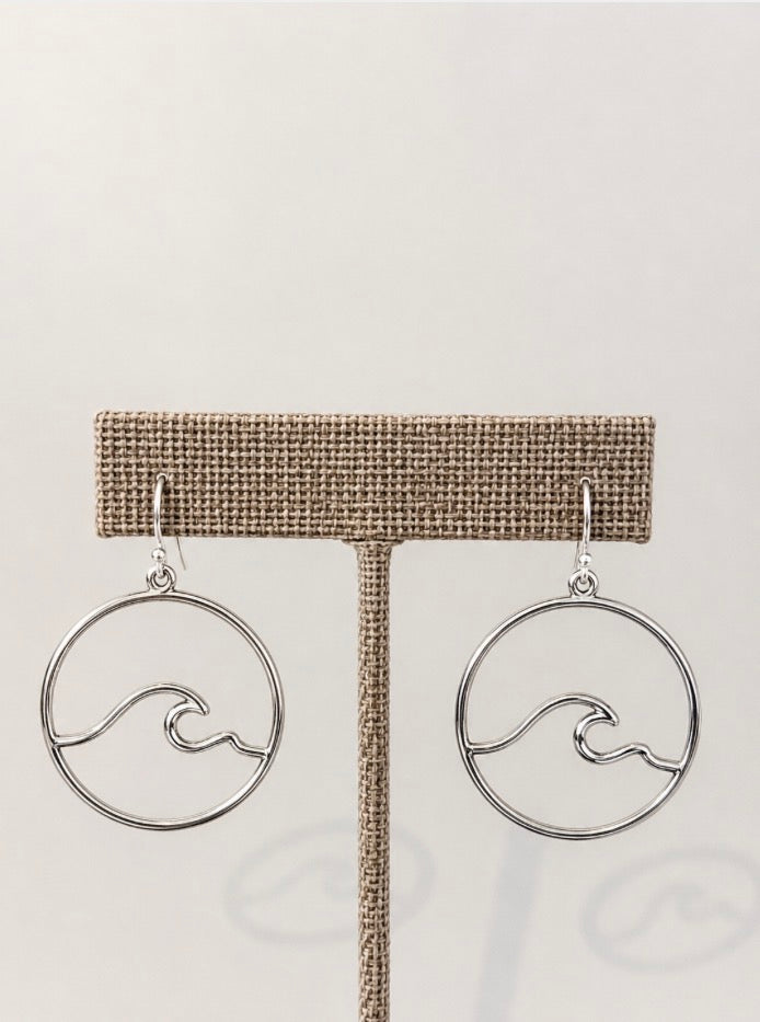 Small Silver Wave Hoop Earrings