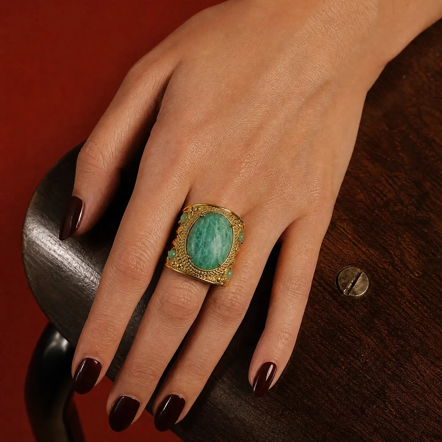 Amazonite Chunky Green Gemstone Ring