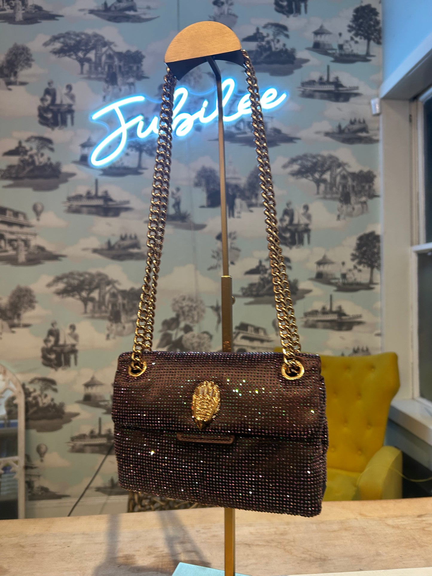 Kurt Geiger: The SoHo Purple Sparkle Bag