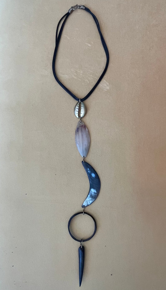 Kenyan Mwangi Cowrie Brass & Bone Pendant