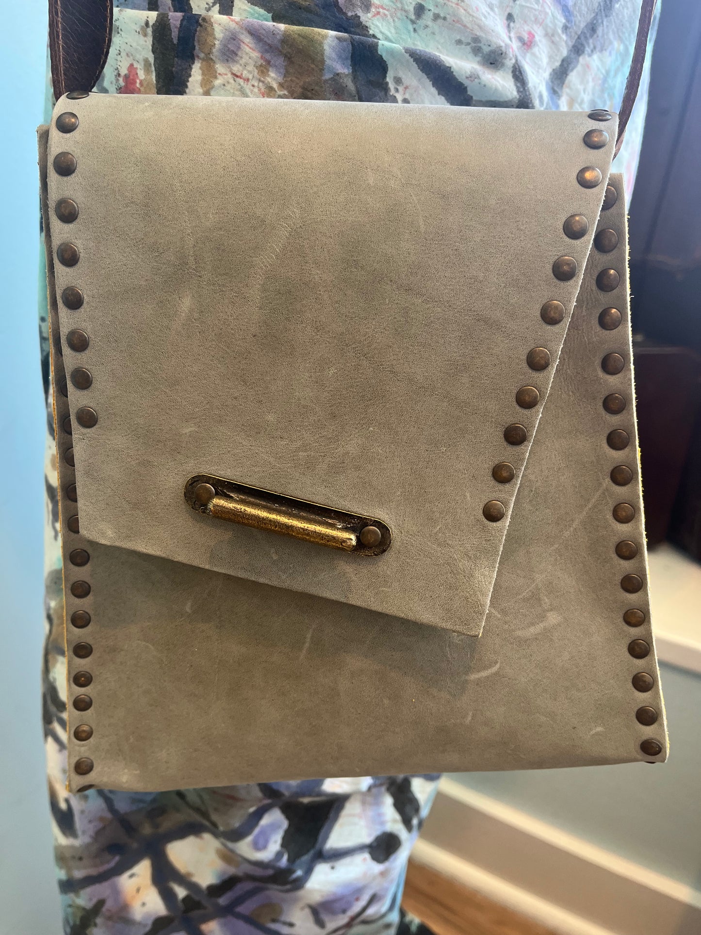 Slanted Studded Crossbody Bag