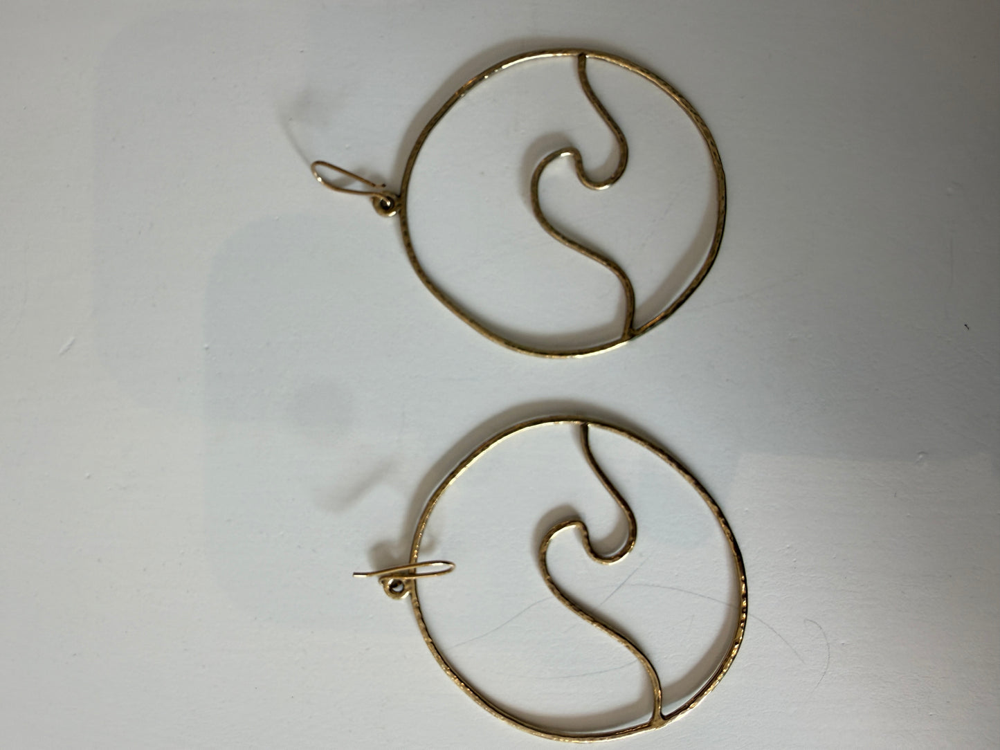 Large Hoop Waves Brass Earring