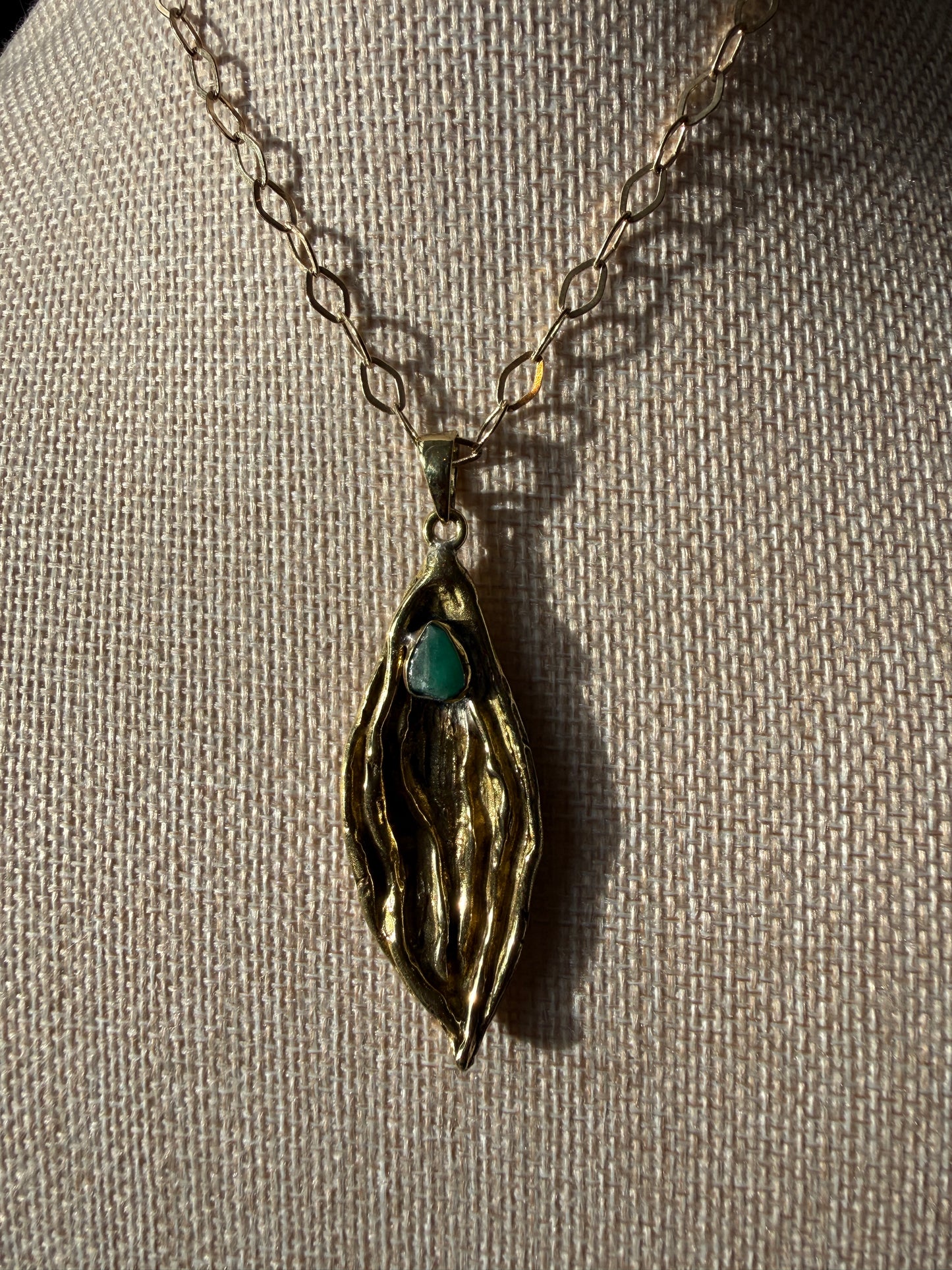 Brass and Emerald Goddess Necklace