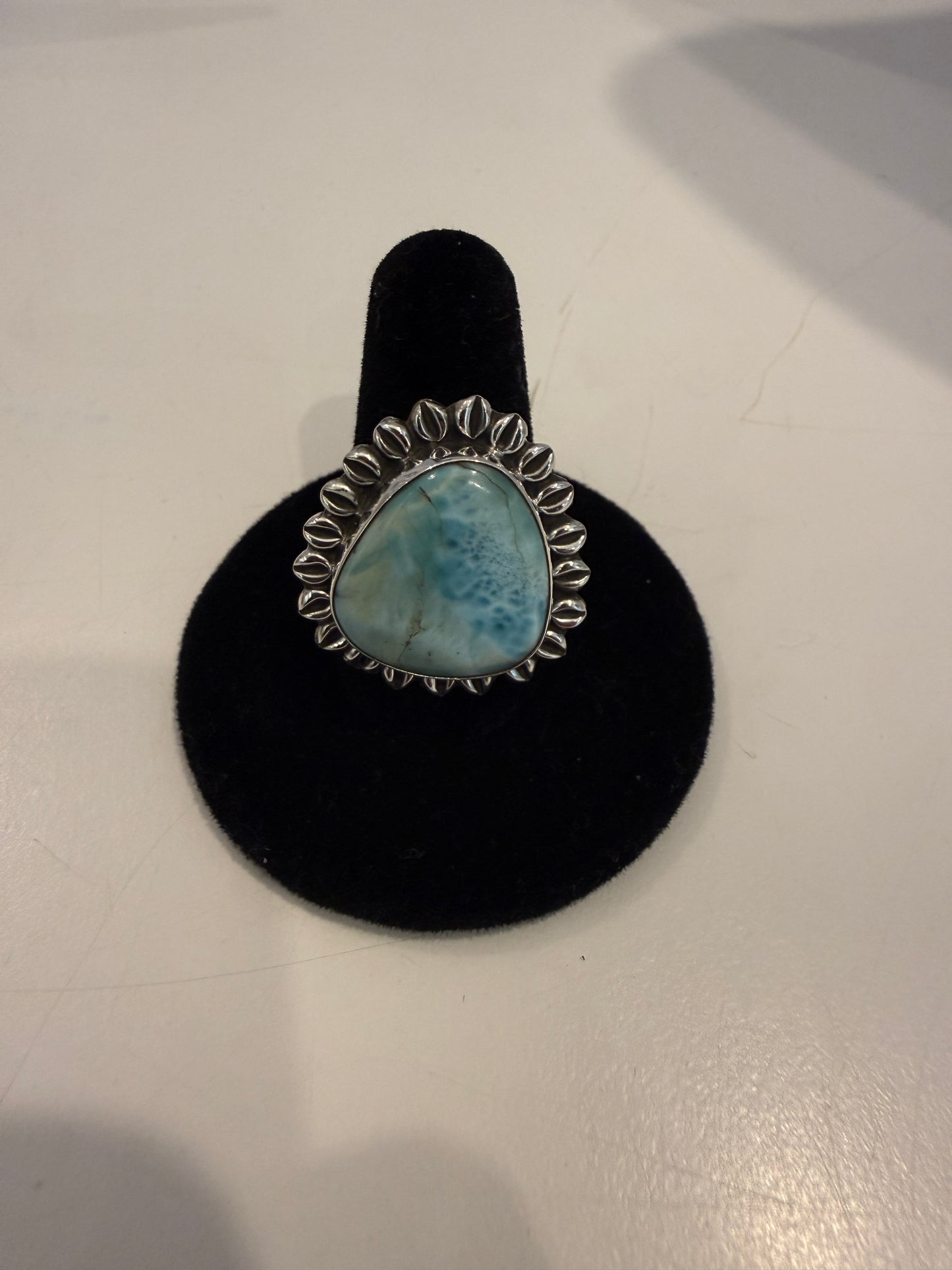 Spike Edged Larimar Ring