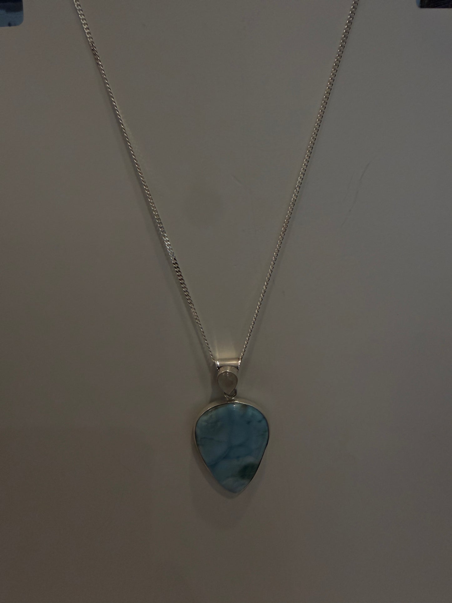 Moonstone and Larimar on Silver Chain Necklace