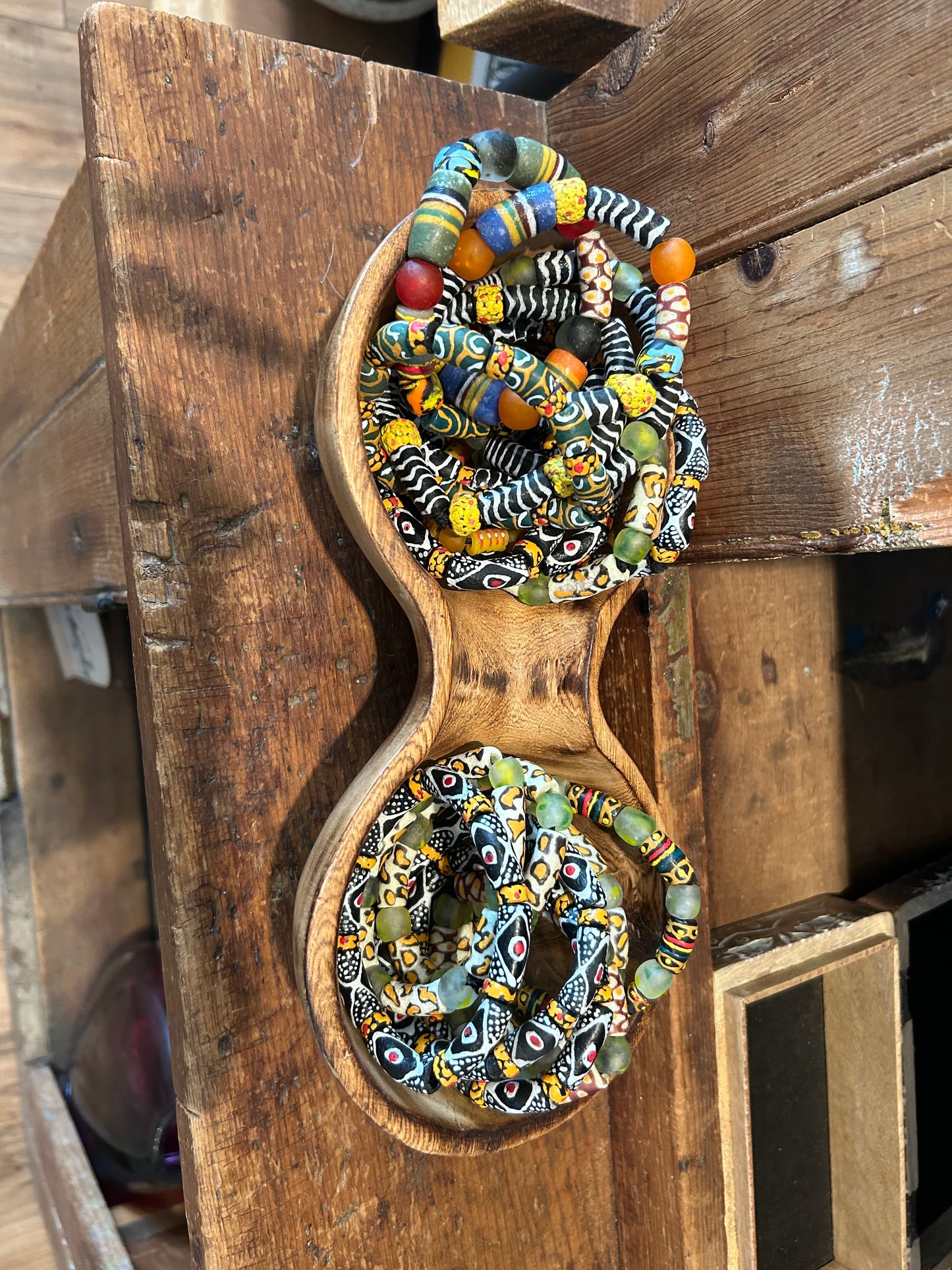 Multi Colored Handpainted Tribal Glass Bead Bracelet (Ghana)