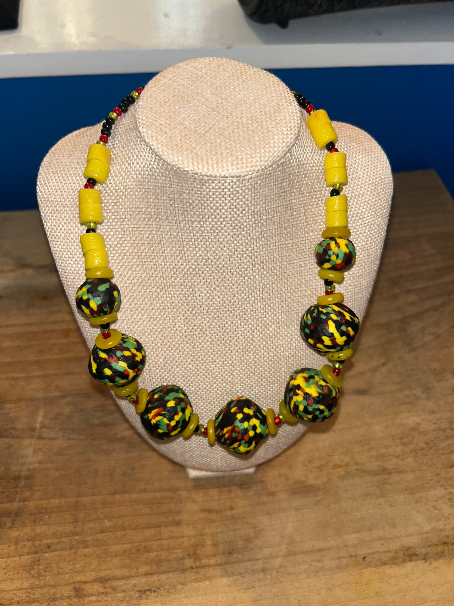 Chunky Glass Ball Ghanaian Beaded Necklace