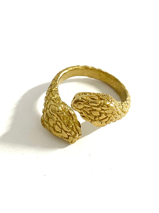 Jadun Adjustable Double Snake Head Ring