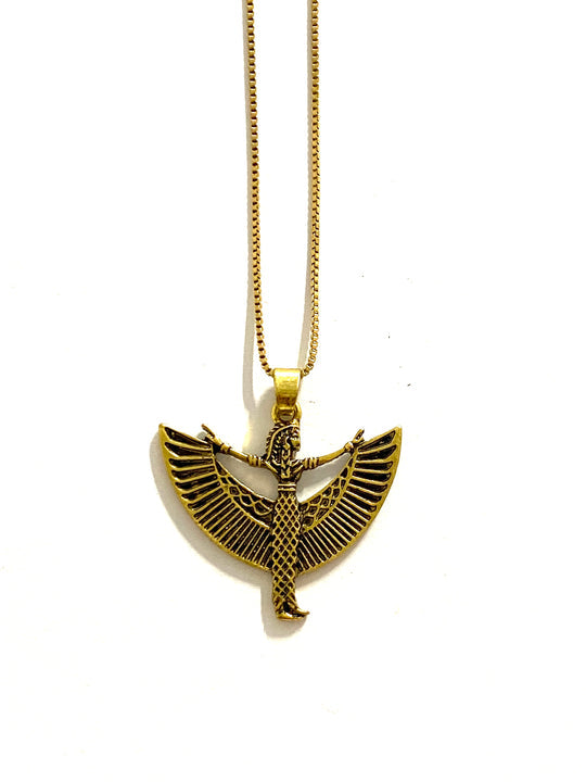 Standing Egyptian Goddess Brass Necklace
