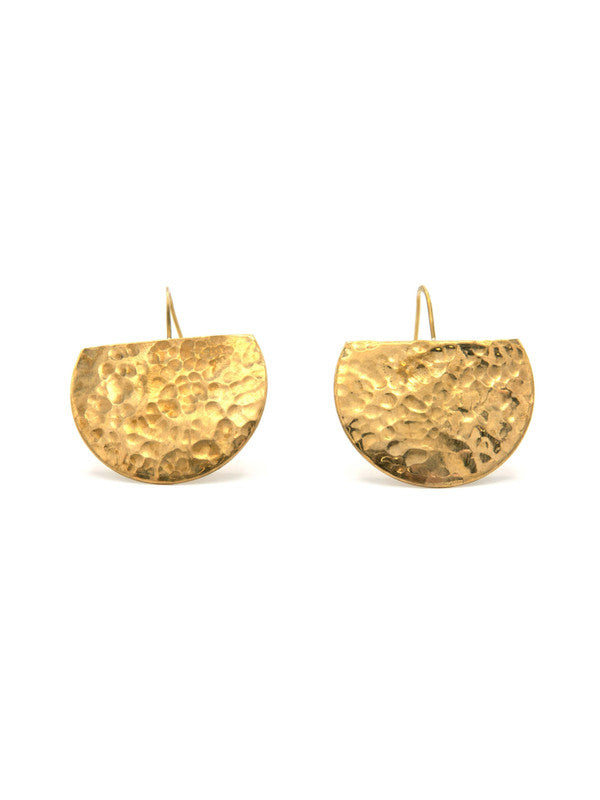 Luna Hammered Brass Earrings