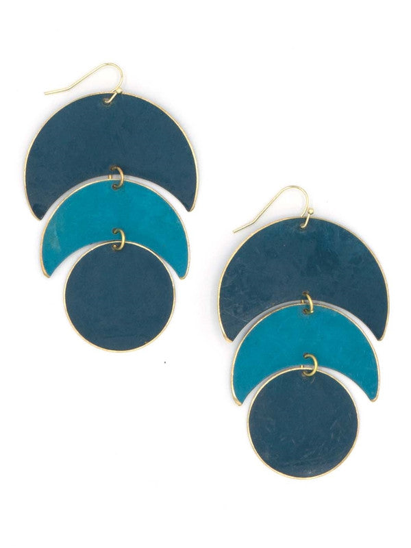 Moon Phase Aqua Earrings