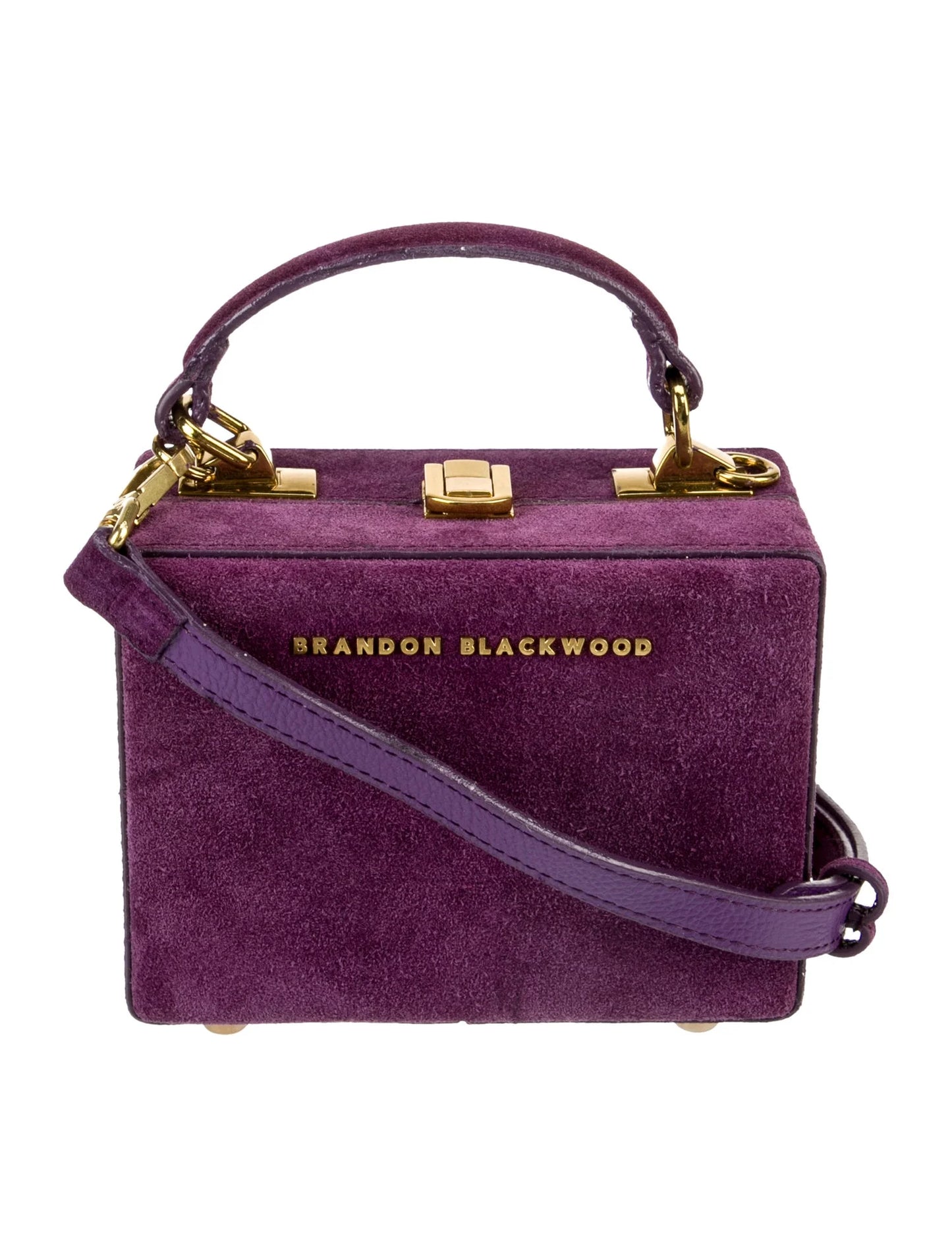 Brandon Blackwood Suede Top Handle Bag- Purple