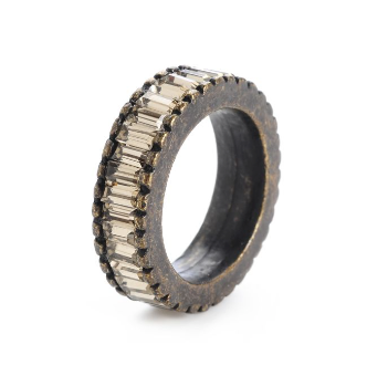 Full Baguette Black Diamond Band Ring