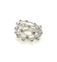Mesh Dome Black Diamond Sterling Silver Ring