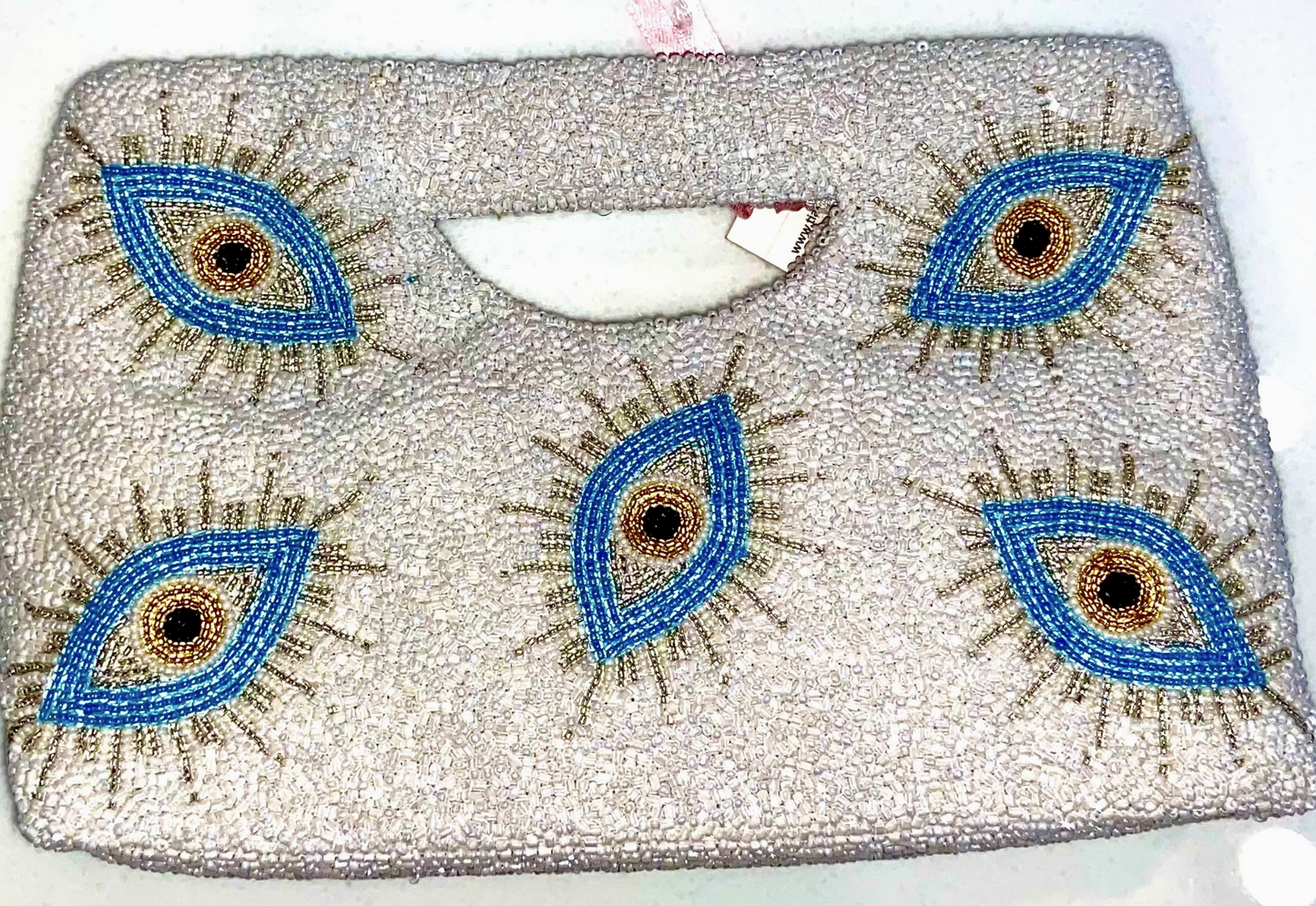 Evil Eyes with Rays Beaded Purse