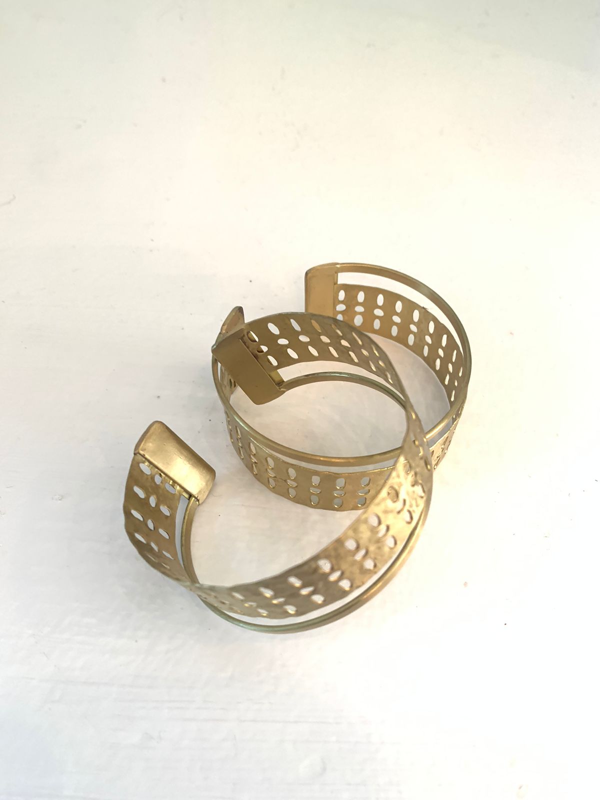 Geometric Dots Brass Cuffs