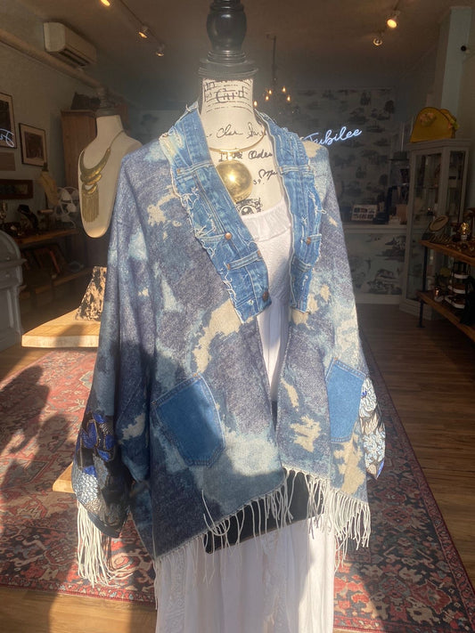 Oversize Sweater Cowgirl/Denim Collar/ Blue