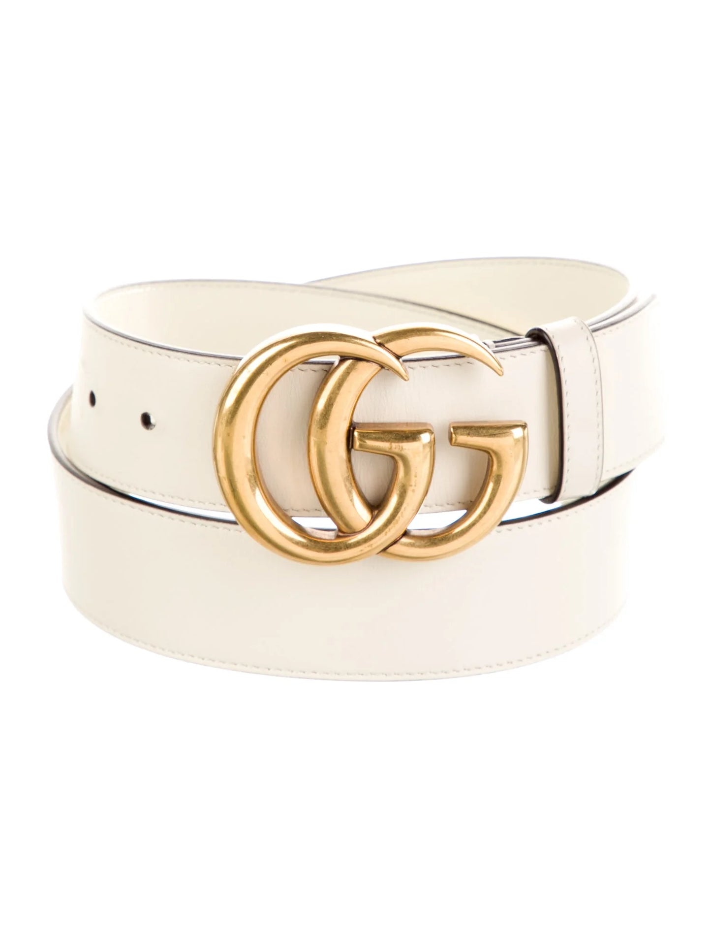 Gucci, Double G Leather Belt- White