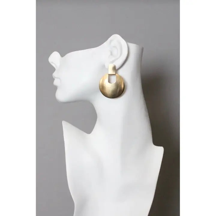 Geometric Round Brass Post Earrings