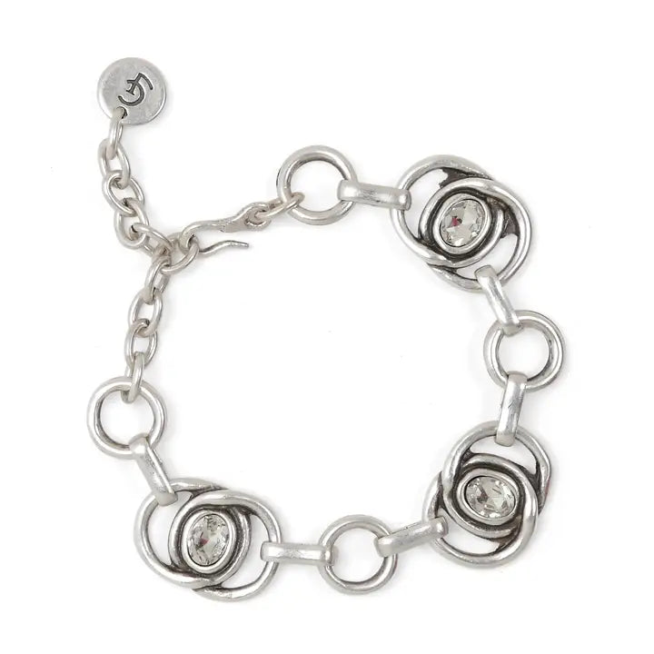 Handmade Pewter Chain and Crystal Bracelet