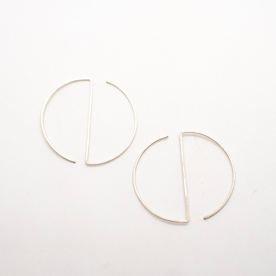 Geometric Bar Hoops - Sterling Silve