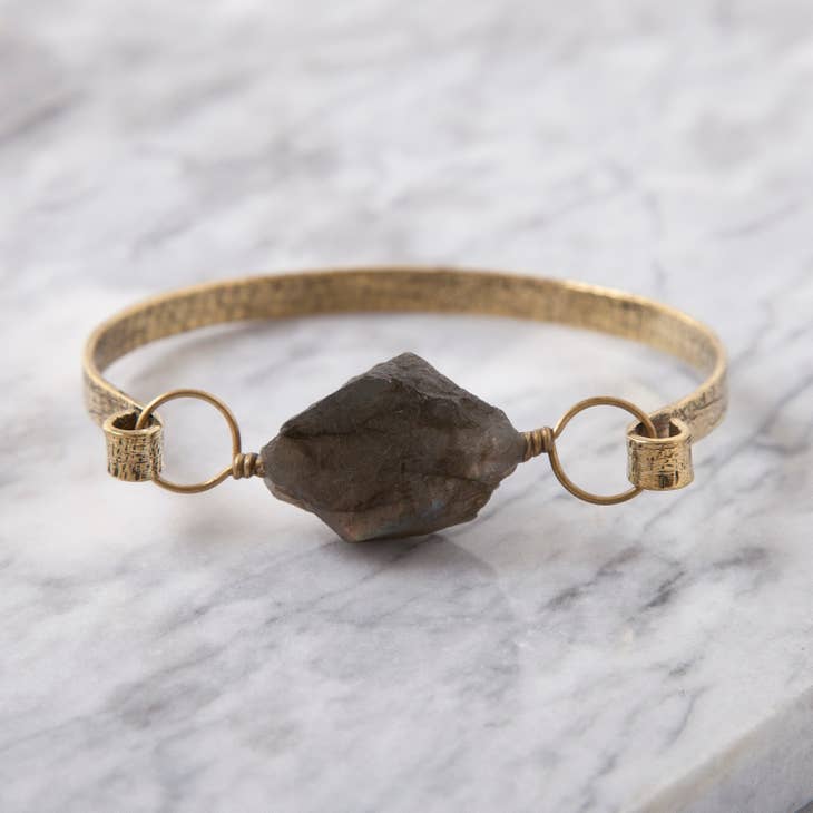 Rough Cut Labradorite Bangle Bracelet