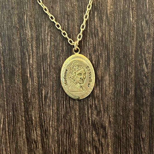 Madam CJ Walker Brass Pendant & Necklace