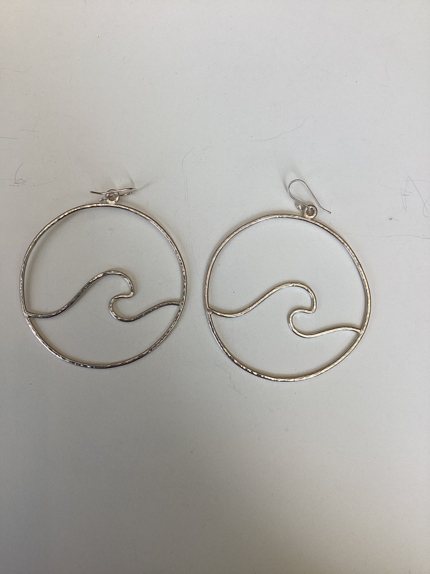 Large Silver Waves Hoop Earrings