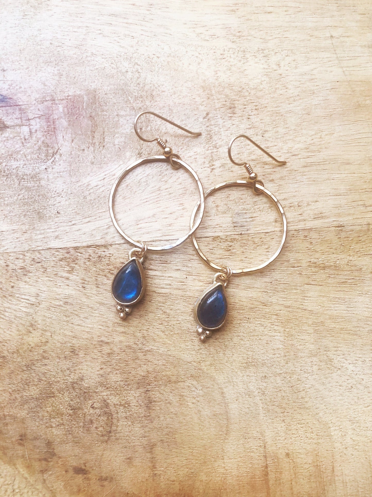 Labradorite hoop earrings