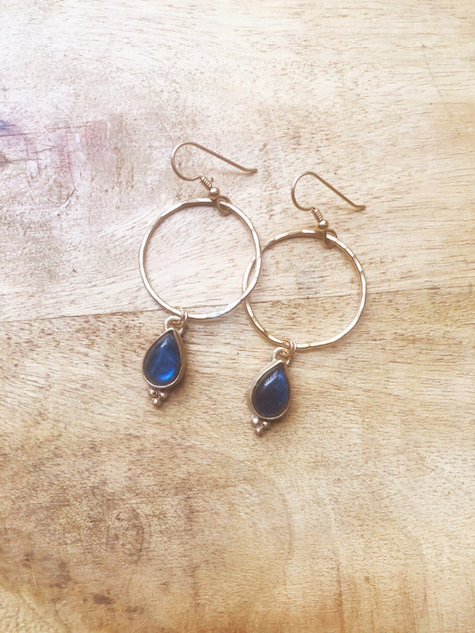 Labradorite hoop earrings