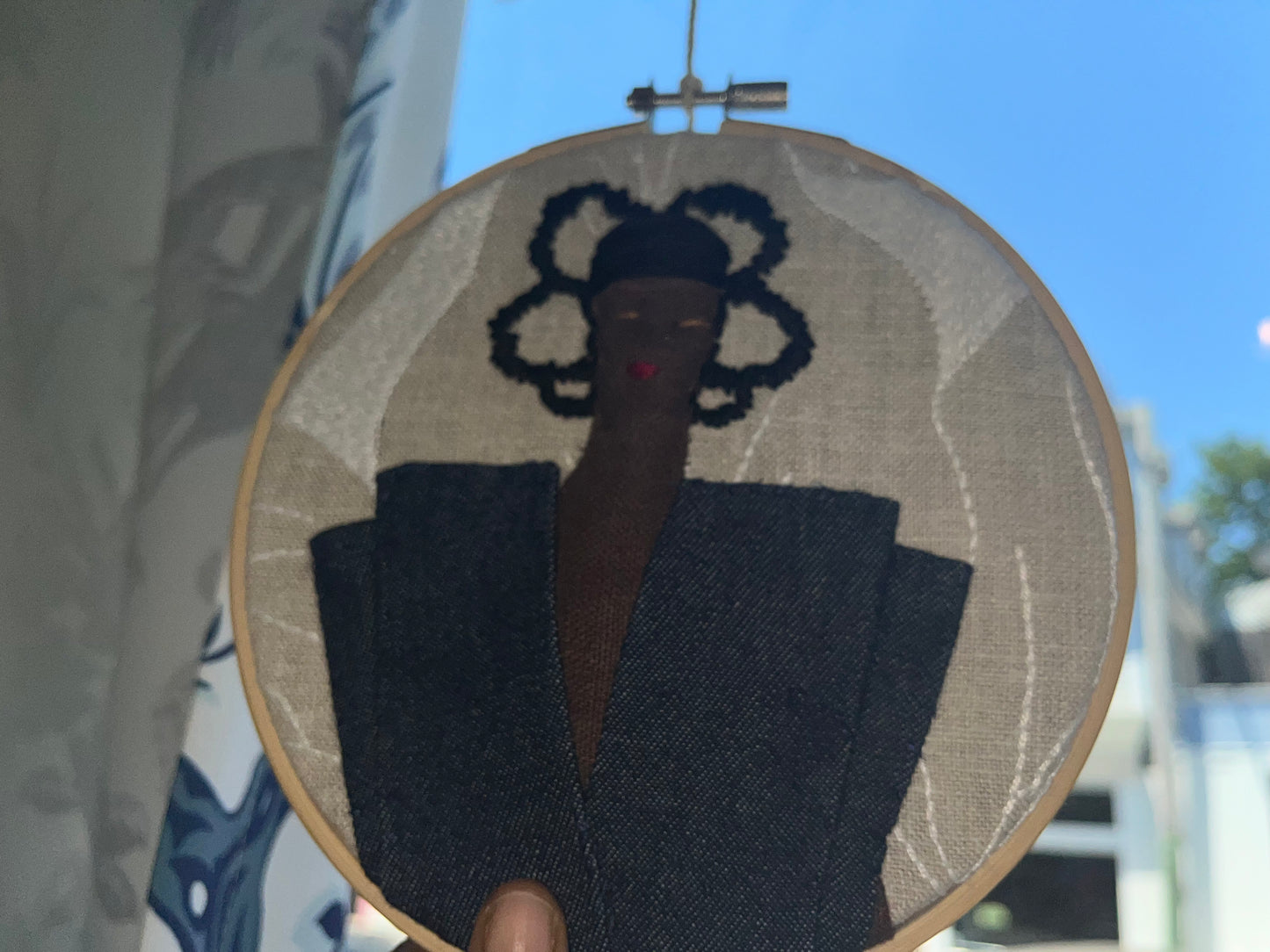 Handstitched Doll Portrait-Denim shirt