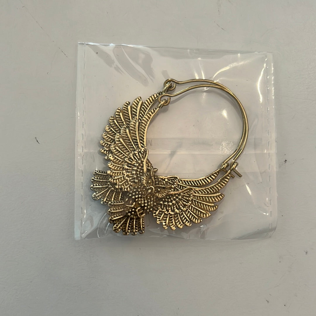 Flying Owl Hoop Earrings