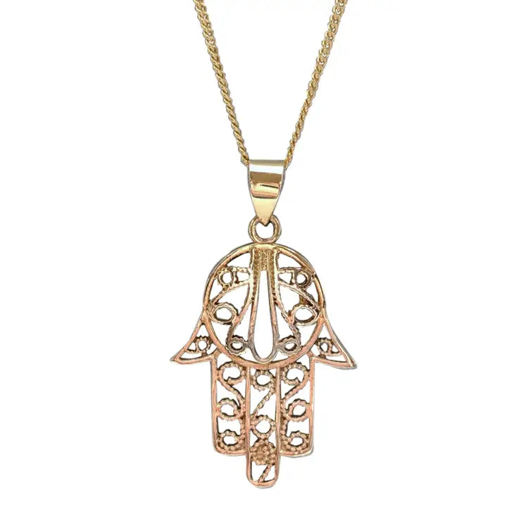 Hamsa Brass Pendant On Chain