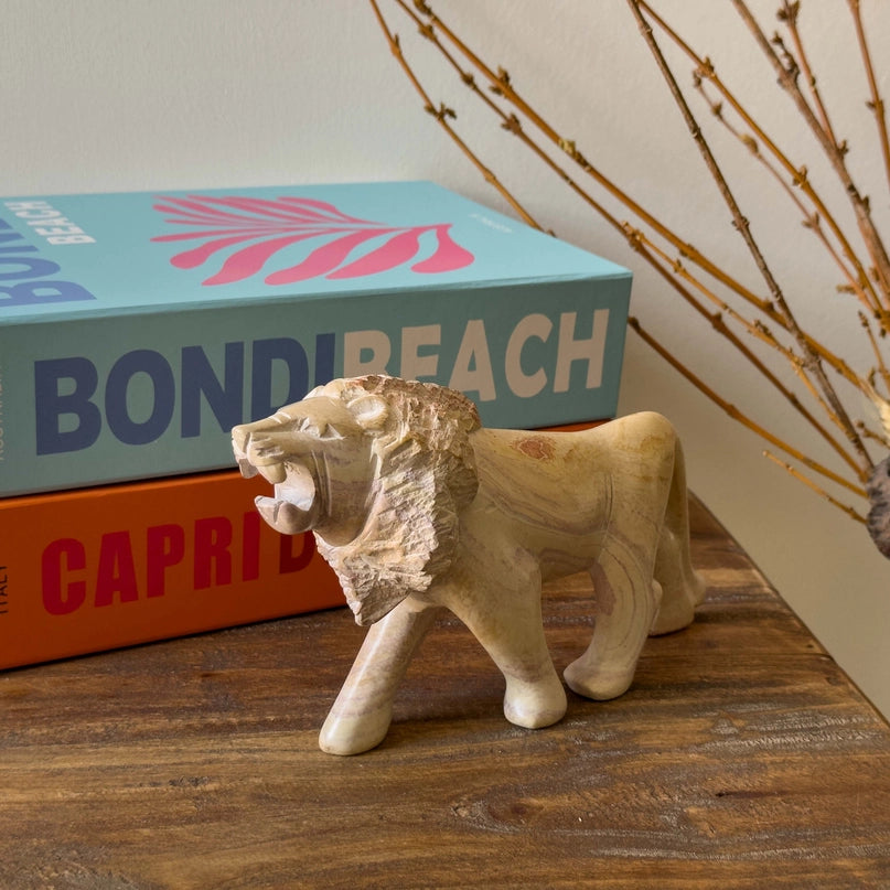 Soapstone Lion Natural Sculpture