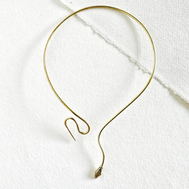 Brass Snake Serpent Collar Choker Necklace
