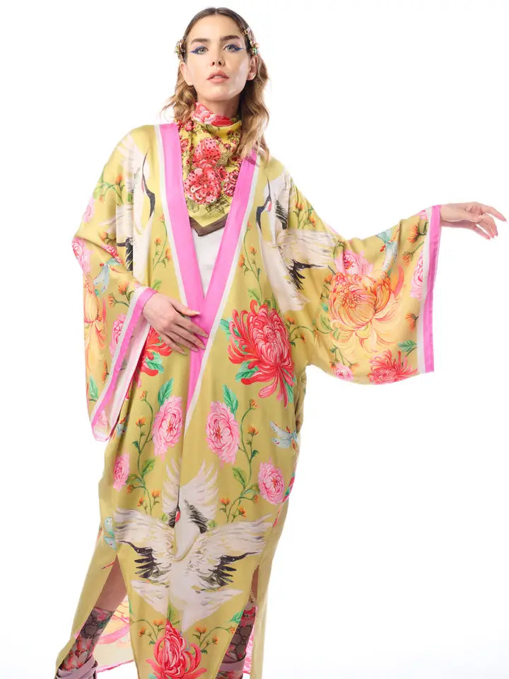 The Legend of the Crane Maxi Kimono