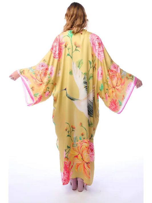The Legend of the Crane Maxi Kimono