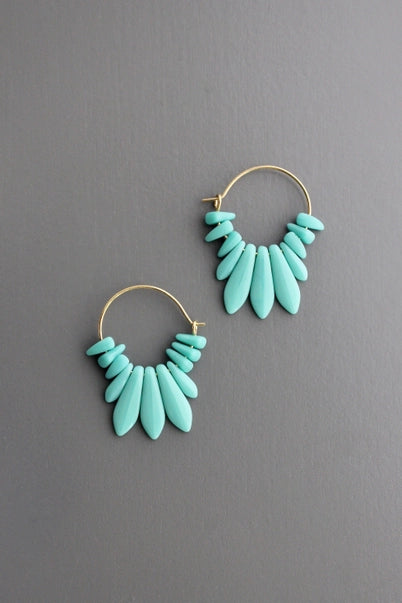 Turquoise glass small hoops