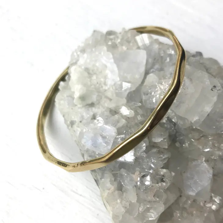 Hammered Brass Geometric Bangle