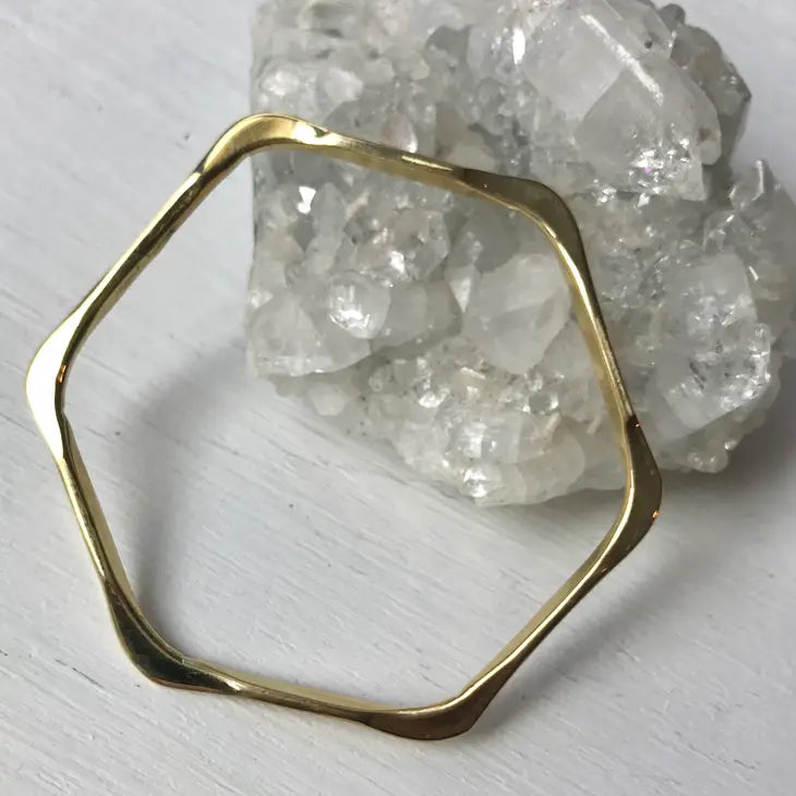 Hammered Brass Geometric Bangle