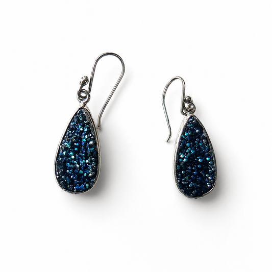 Blue Sparkly Druzy Necklace